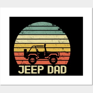 Jeep Dad Vintage Jeep Retro Jeep Sunset Jeep Father's Day Jeep Papa Jeep men Posters and Art